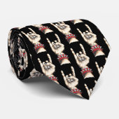 Black Horns Up Pattern Stropdas (Opgerold)