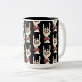Black Horns Up Pattern Tweekleurige Koffiemok (Voorkant rechts)