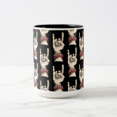 Black Horns Up Pattern Tweekleurige Koffiemok (Center)