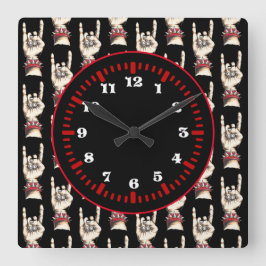 Black Horns up Vierkante Klok