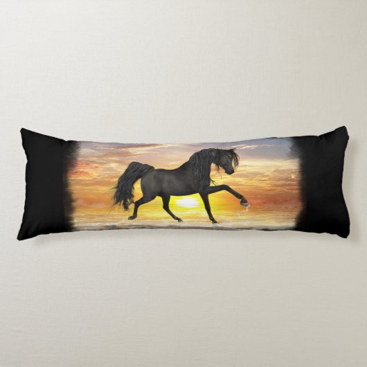 Black Horse Body Pillow 20 x 54 inch, u past uw sy Lichaamskussen (Voorkant)