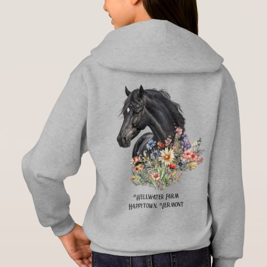 Black Horse Boerderij Naam Design op de achterkant (Achterkant)