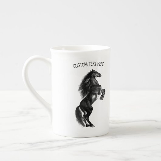 Black Horse Bone China Mok Gift met aangepaste tek (Links)