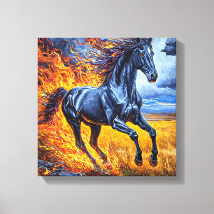 Black Horse Canvas Afdruk