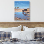 Black Horse Desert Water Reflection Art Canvas Afdruk (Insitu (Slaapkamer))
