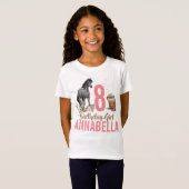 Black Horse floral Birthday Girls T-shirt (Voorkant volledig)
