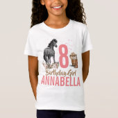Black Horse floral Birthday Girls T-shirt (Voorkant)