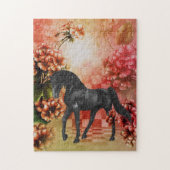Black Horse Flowers Fantasy Art Legpuzzel (Verticaal)