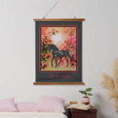 Black Horse Flowers Fantasy Art op maat Hangend Wandkleed (Slaapkamer)