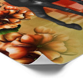 Black Horse Flowers Fantasy Art Poster (Hoek)