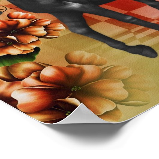 Black Horse Flowers Fantasy Art Poster (Hoek)