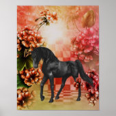 Black Horse Flowers Fantasy Art Poster (Voorkant)