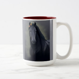 Black Horse Friesian - Koffie Mok, Cup Tweekleurige Koffiemok