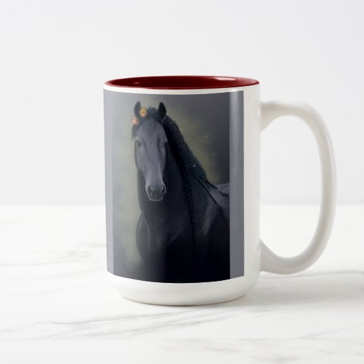 Black Horse Friesian - Koffie Mok, Cup Tweekleurige Koffiemok (Rechts)