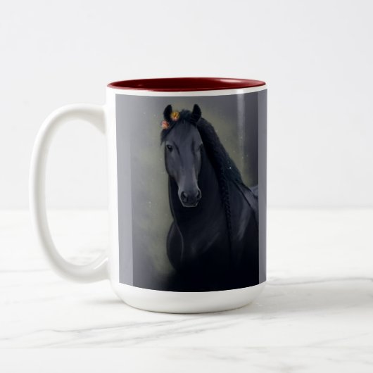 Black Horse Friesian - Koffie Mok, Cup Tweekleurige Koffiemok (Links)