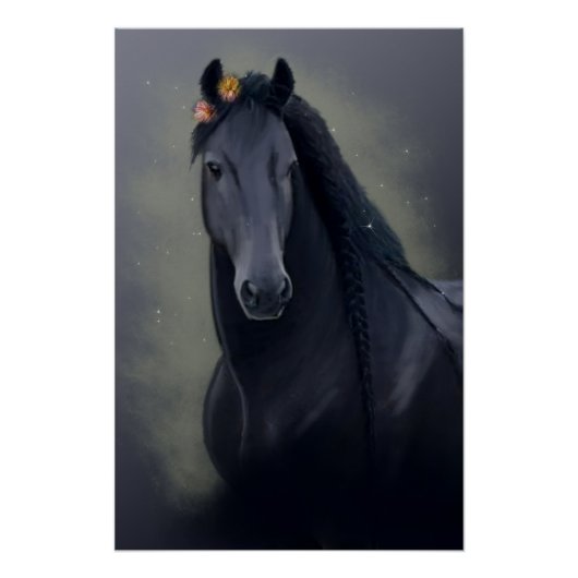 Black Horse Friesian - Poster (Voorkant)