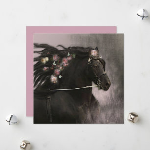 Black Horse Friesian - Wenskaart Feestdagenkaart