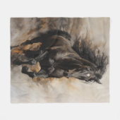 Black Horse Galloping Fleece Deken (Voorkant (Horizontaal))