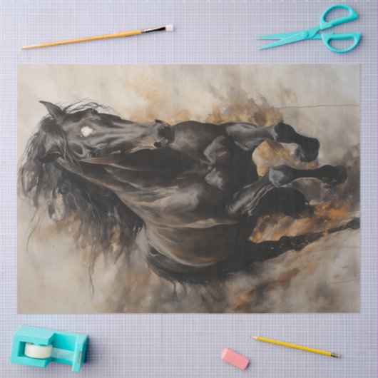 Black Horse Galloping Tissuepapier (Craft)