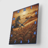 Black Horse galopperen bij zonsondergang Vierkante Klok (Hoek)