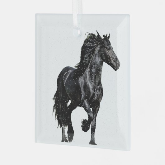 Black horse glas ornament (Voorkant links)