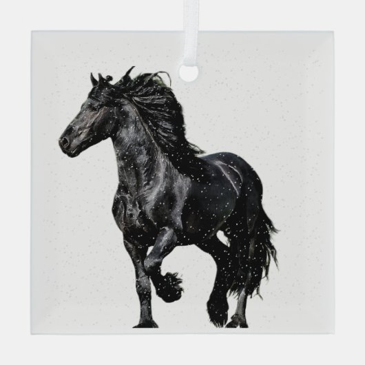 Black horse glas ornament (Achterkant)