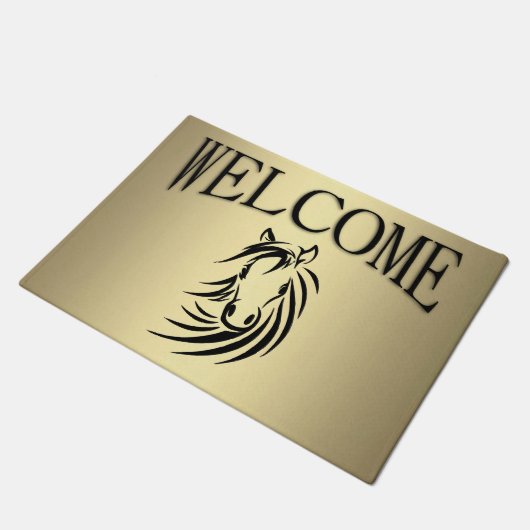 Black Horse Gold Welcome Mat (Schuin)