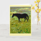Black horse graphic art card kaart (Gele Bloem)