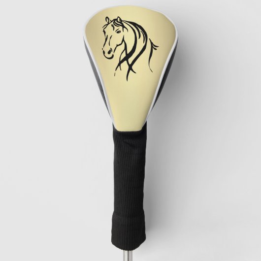 Black Horse Head Gold Golfheadcover (Voorkant)