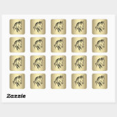 Black Horse Head Gold Vierkante Sticker (Vel)