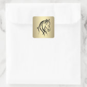 Black Horse Head Gold Vierkante Sticker (Tas)