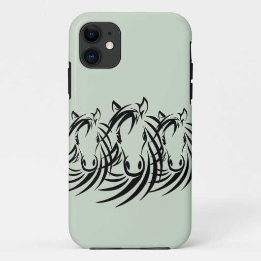 Black Horse Head Green Case-Mate iPhone Case (Achterkant)