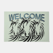 Black Horse Head Green Deurmat (Voorkant)