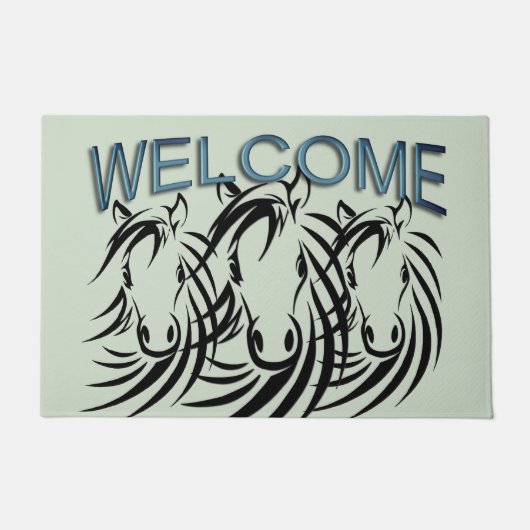 Black Horse Head Green Deurmat (Voorkant)
