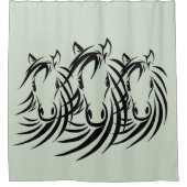 Black Horse Head Green Douchegordijn (Voorkant)