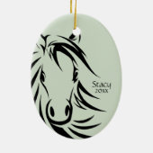 Black Horse Head Green Keramisch Ornament (Achterkant)