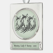 Black Horse Head Green Silver Pling Banner Orname Verzilverd Banner Ornament (Links)