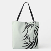 Black Horse Head Green Tote Bag (Achterkant)