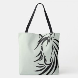 Black Horse Head Green Tote Bag