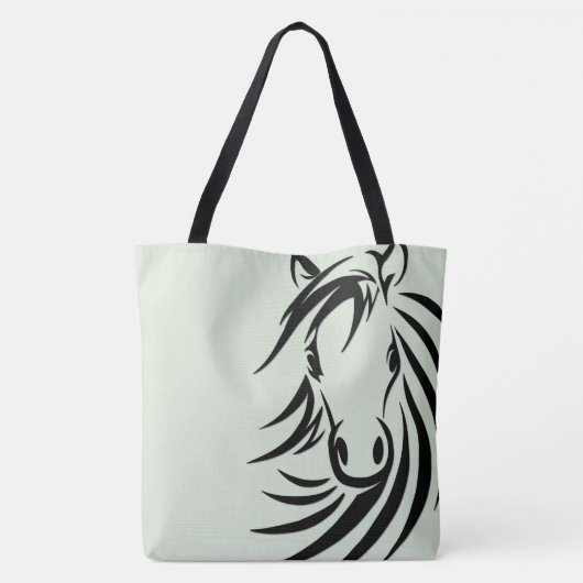 Black Horse Head Green Tote Bag (Achterkant)