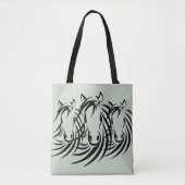 Black Horse Head Green Tote Bag (Voorkant)