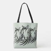 Black Horse Head Green Tote Bag (Achterkant)
