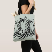 Black Horse Head Green Tote Bag (Dichtbij)