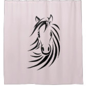 Black Horse Head op Roze Douchegordijn (Voorkant)