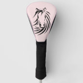 Black Horse Head op Roze Golfheadcover (Voorkant)