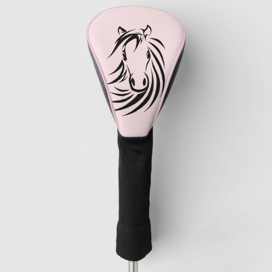 Black Horse Head op Roze Golfheadcover (Voorkant)