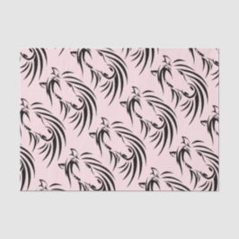 Black Horse Head op Roze Tissuepapier