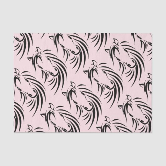 Black Horse Head op Roze Tissuepapier (Voorkant)