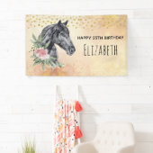 Black Horse Head Portrait Waterverf Verjaardag Spandoek (Insitu)