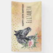 Black Horse Head Portrait Waterverf Verjaardag Spandoek (Verticaal)